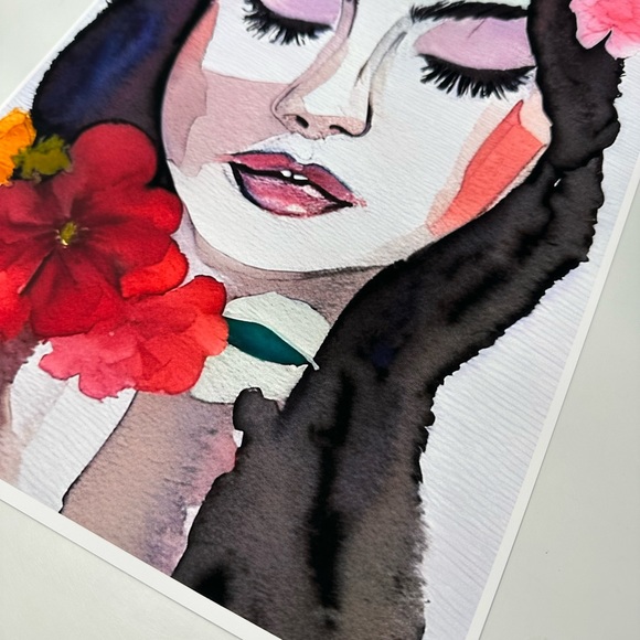 Watercolor Abstract Floral Woman Wall Art Print Poster Unframed - Picture 7 of 10